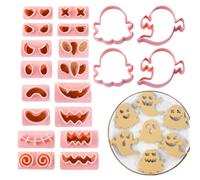 EIHI Juego de cortadores de galletas de Halloween，2 juegos de plástico 3D prensable con cabeza de calabaza de Halloween