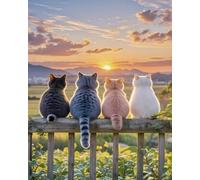 Eiialerm punto de cruz kit completo para Adultos Gato mirando al cielo DIY principiantes estampado patrón de bordado,11CT Lienzo preimpreso 40x50cm