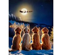 Eiialerm punto de cruz kit completo para Adultos Perro mirando al cielo DIY principiantes estampado patrón de bordado,11CT Lienzo preimpreso 40x50cm