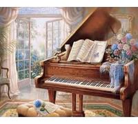 Eiialerm punto de cruz kit completo para Adultos Piano DIY principiantes estampado patrón de bordado,11CT Lienzo preimpreso 40x50cm