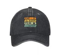 EIILBEIS Unisex Comer Dormir Película Repetir Cita de película Divertida Aficionado al Cine Aficionado al Cine Idea de Regalo Gorra de béisbol Gorra Personalizada de Anime Regalo Hombres y Mujeres