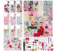 EIiovcnya 3020 piezas de abalorios para fundas de chatarra, kit de funda de teléfono con dijes grandes: dijes de uñas, diamantes de imitación de resina brillante, lazos, estrella, amor, caramelos