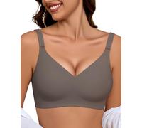 EIISSION Sujetador sin Aros Mujer, Sujetador Reductor Push Up con Relleno Cómodo Sujetadores Mujer sin Aro Sostenes de Mujer Talla Grande Sujetador Invisible Diario Bralette sin Costuras Marrón 4XL