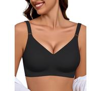 EIISSION Sujetador sin Aros Mujer, Sujetador Reductor Push Up con Relleno Cómodo Sujetadores Mujer sin Aro Sostenes de Mujer Talla Grande Sujetador Invisible Diario Bralette sin Costuras Negro XL