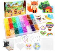 EIKEJI Cuentas para Planchar, 7300 pcs 5mm de Abalorios Cuentas, 24 Colores Plásticos Beads Kit brillando en la oscuridad, 80 patrones, Plantilla DIY Manualidad para Fiesta Cumpleaños Niños
