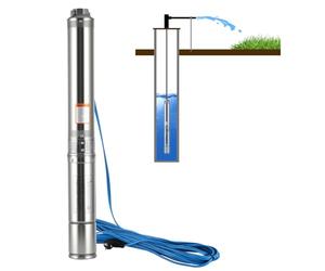 Eikuavons Bomba para pozos profundos, 0,75 kW, condensador integrado, bomba sumergible para tuberías, con cable de conexión de 20 m, altura de entrega máx. 67 m, bomba de agua sumergible
