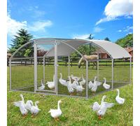 Eikuavons Gallinero, 3 x 4 x 2 m, cúpula, tejado, gallinero, cercado libre, con cerradura de acero galvanizado y tela de polietileno impermeable, recinto para animales, rápido de limpiar