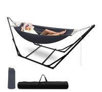 Eikuavons Hamaca con estructura, silla colgante con estructura plegable, estructura de hamaca ajustable hasta 150 kg, hamacas para exteriores, estructura de metal, hamaca plegable para exteriores