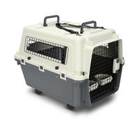 Eikuavons Maletín de transporte de gatos para mascotas, plástico PP, con asa y cuerda de tracción, puerta y ventana, 67,3 x 54,9 x 51,5 cm, con rueda, maletín de transporte para gatos con pañales y