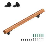 Eikuavons Pasamanos de madera de pino, 100 cm, pasamanos montados en la pared, madera semicircular, pasamanos de madera antideslizante con soportes de pared, material de montaje, nogal claro