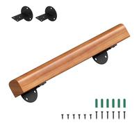 Eikuavons Pasamanos de madera de pino, 60 cm, pasamanos montados en la pared, madera semicircular, pasamanos de madera antideslizante con soportes de pared, material de montaje, nogal claro