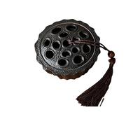 EILJSF 15/10CM Lotus Puff Negro Hecho a Mano Quemador de Incienso de cerámica Soporte con Tapa de Borla