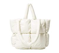 Eillys Bolso de hombro acolchado para mujer, de lujo, a cuadros, suave, acolchado, de alta capacidad, para axilas (blanco), Blanco, Large