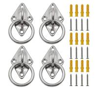 Eilumduo 4 placas de ojo de diamante M5 con gancho de anillo, ganchos de techo, soporte de montaje en pared, soporte de anclaje de acero inoxidable resistente para columpios de yoga, hamacas, aparejo