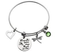 Eilygen Regalo conmemorativo de libélulas que aparecen cuando los ángeles están cerca de la libélula pulsera con dije / joyería de simpatía Keychian para ella, Metal, n