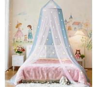 Eimilaly - Cielo de Cama Doble Color, se Ilumina en Le Noir Blanco y Azul, mosquitero para Cama de niña, decoración de Dormitorio, Puerta única