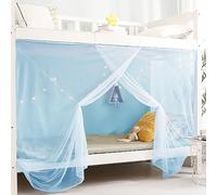 Eimilaly Cortinas de Cama de 8 Esquinas para Decoración de Cama de Niños y Niñas, Dosel de Cama para Dormitorio, Cama Loft, Cama de 1-1.8M o Camping al Aire Libre, 1.8M/Puerta Simple Blue