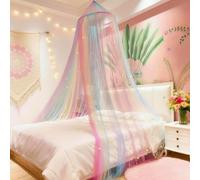 Eimilaly Dosel de Cama Arcoiris con Estrellas Que Brillan en la Oscuridad, Dosel de Cama para Decoración de Habitación de Niñas o Fiesta Temática de Unicornio