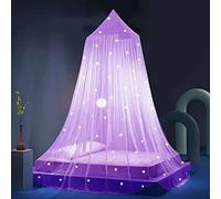 Eimilaly Dosel de Cama Estrellas Que Brillan en la Oscuridad, Dosel de Cama para Niñas Mosquitera, Dosel Princesa para Decoración de Habitación de Cama de Niñas, Purple