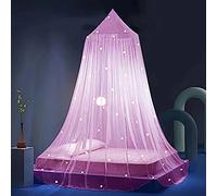 Eimilaly Dosel de Cama Estrellas Que Brillan en la Oscuridad, Dosel de Cama para Niñas Mosquitera, Dosel Princesa para Decoración de Habitación de Cama de Niñas, Pink