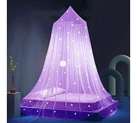 Eimilaly Dosel de Cama Estrellas Que Brillan en la Oscuridad, Dosel de Cama para Niñas Mosquitera, Dosel Princesa para Decoración de Habitación de Cama de Niñas, Purple