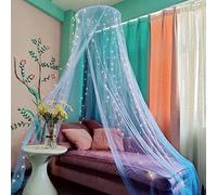 Eimilaly Dosel de Cama Mosquitera con 250pcs Luces de Cortina de Colores, Dosel de Cama para Decoración de Habitación de Niñas o Fiesta Temática, Blue/Warm White Lights