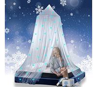 Eimilaly Dosel de Cama Princesa Brilla en la Oscuridad, Dosel de Cama con Copos de Nieve Navideños para Decoración de Habitación de Niñas, White