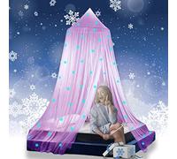 Eimilaly Dosel de Cama Princesa Brilla en la Oscuridad, Dosel de Cama con Copos de Nieve Navideños para Decoración de Habitación de Niñas, Pink