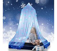 Eimilaly Dosel de Cama Princesa Brilla en la Oscuridad, Dosel de Cama con Copos de Nieve Navideños para Decoración de Habitación de Niñas, Blue