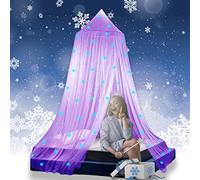 Eimilaly Dosel de Cama Princesa Brilla en la Oscuridad, Dosel de Cama con Copos de Nieve Navideños para Decoración de Habitación de Niñas, Purple