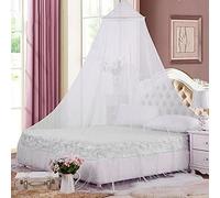 Eimilaly - Mosquitera Redonda de Encaje para Cama, mosquitera, diseño de Princesa, protección contra Insectos, para Adultos, bebés, Camping al Aire Libre,White