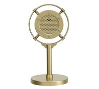 EIMSOAH Accesorio de Micrófono de Estilo Retro Clásico, Modelo de Micrófono Clásico de Plástico Falso con Soporte para Amantes de los Pasatiempos Coleccionables de Objetos de Arte, (Oro)
