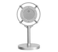 EIMSOAH Accesorio de Micrófono de Estilo Retro Clásico, Modelo de Micrófono Clásico de Plástico Falso con Soporte para Amantes de los Pasatiempos Coleccionables de Objetos de Arte, (Plata)