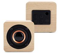 EIMSOAH Altavoces de Madera, Pequeño Altavoz Inalámbrico Amarillo Pequeño de Madera con Carga USB, Cubo Portátil para Teléfonos Móviles, Ordenadores, Tabletas
