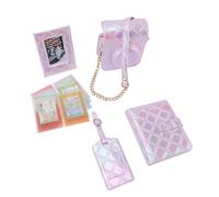 EIMSOAH Bolsa Cuadrada de Piel Sintética a Cuadros y Marco de Fotos para Cámara Instantánea Mini12, Funda Protectora y Pegatinas Incluidas (Púrpura)