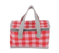 EIMSOAH Bolsa de Picnic con Aislamiento, Bolsa Refrigeradora a Cuadros Plegable Portátil para Comida, Bebida, Compras, Camping, Playa, Tela Oxford Fría y Caliente (Blanco y Rojo)