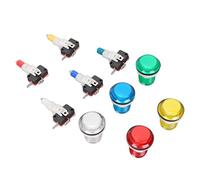 EIMSOAH Botón Pulsador de Juego de Luminoso de 32mm, Interruptor de Reinicio Automático de Luz LED para Gamepads DIY, 5 Colores para Juegos de Máquinas