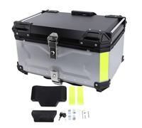 EIMSOAH Caso de 65 litros, con Bloqueo de Seguridad, Pegatina de Aleación de Aluminio, Pegatina Reflectante, Caja de Troncal, Caja de, para Equipaje de Casco (Plata)