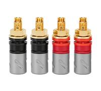 EIMSOAH Conector Banana de 4 Mm de de 4 Piezas, Conexión Apretada para Terminal de Amplificador de Altavoz, Chapado en Oro Rojo Negro, Ideal para Amplificador de Sonido