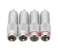 EIMSOAH Conector de Sonido Enchufe Cromado de Alto Rendimiento para Equipos de Sonido Profesionales, Conector Macho HiFi de DIY para Entusiastas del, 4 Piezas Blanco Plateado y Rojo Plateado