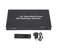 EIMSOAH Conmutador Multivisor 4x1, Conmutador Continuo Multivisor Cuádruple con 5 Modos de Visualización, Compatible con 1080P 60 Hz para Consola de Juegos de Cámara de Seguridad (Enchufe Europeo)