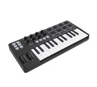 EIMSOAH Controlador de Teclado MIDI USB de 25 Teclas, Teclas Sensibles a la Velocidad, 8 Pads de Batería Retroiluminados, Pantalla de 8 Perillas para Software de Producción Musical