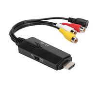 EIMSOAH Convertidor a AV Adaptador de Vídeo Portátil para TV VHS VCR Grabadora de DVD Macho a Hembra Convertidor ABS Negro para Vídeo Compuesto NTSC PAL (5")