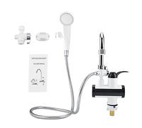 EIMSOAH Dispensador Instantáneo de Agua Fría y Caliente, Pantalla de Temperatura, Grifo de Cuello de Ganso con Rotación de 360° con Cabezal de Ducha, para Cocina, Baño, Lavado de (El agua entra al