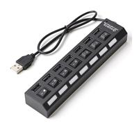 EIMSOAH Hub USB de 7 Puertos, Estación de Acoplamiento USB 2.0 de Alta Velocidad de 480 Mbps con Interruptores de Alimentación Independientes, para Protección de Corriente de Sobrecarga, (7 Boca