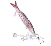 EIMSOAH Llavero de Realista, Señuelo de Pesca Vibrante, Regalo para Niños y Niñas, Estructura Dinámica, Aleación ABS, Rosa, 5,3 Pulgadas