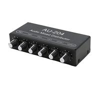 EIMSOAH Mezclador de Señal de Sonido Estéreo Mezclador Amplificador de Auriculares Compacto 2 en 4 Salidas para Escenario de Estudio DC 5-15 V, Aleación de Aluminio Negro para Reproducción de Músicos