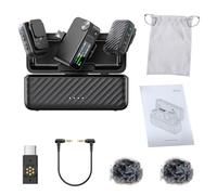 EIMSOAH Micrófono Lavalier Inalámbrico, Reducción de Ruido de 40 DB Verdaderamente Impulsada por IA, Grabación Interna Flotante de 32 Bits, Almacenamiento de 8 GB, para Conferencias de (BOYÁMICO 2-02)