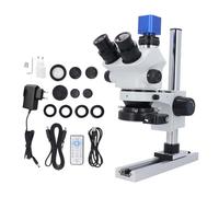 EIMSOAH Microscopio Estéreo Trinocular, Microscopio con Zoom Trinocular con Cámara de 24 MP, Vídeo 1080P, Aumento de 7X a 50X, para Reparación Electrónica, Joyería y Relojería (Enchufe Europeo)