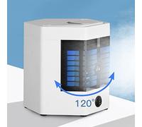 EIMSOAH Mini Enfriador de Aire Portátil, Ventilador de 120 Grados con Doble Bandeja de Hielo para Enfriamiento Rápido, Aire Acondicionado Pequeño para Dormitorio, Escritorio de Oficina, Material ABS